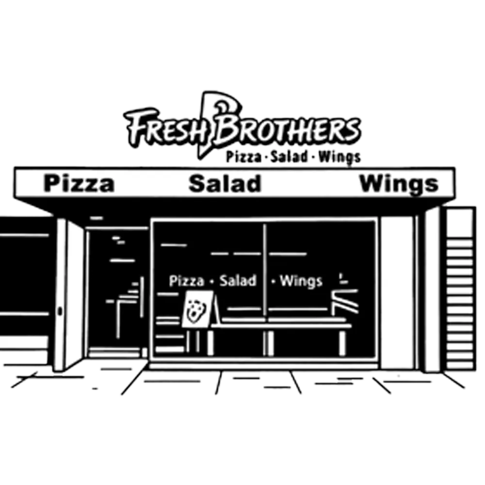 Illustration of the Fresh Brothers Beverly Hills storefront
