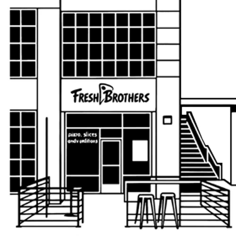 Illustration of the Fresh Brothers West Hollywood storefront